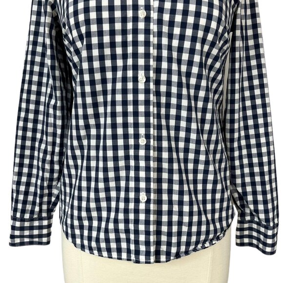 Vineyard Vines Button Front Shirt Blouse Womens Size 2 Blue White Checked - Picture 4 of 8